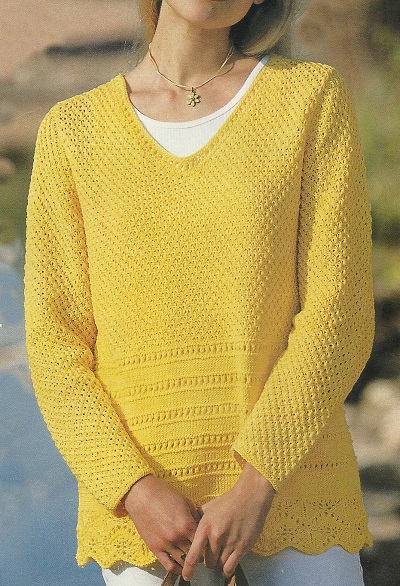 женский летний пуловер спицами