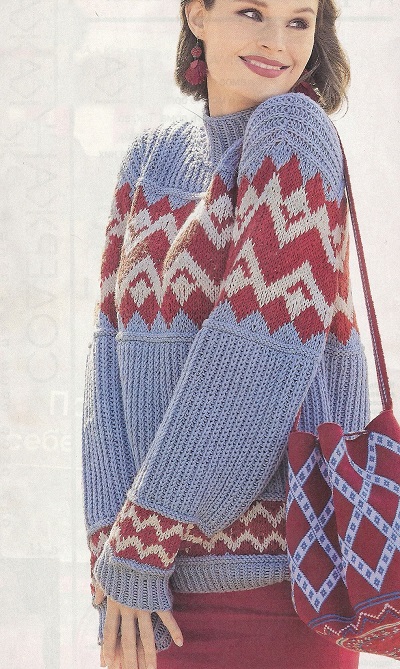вязаный свитер с жаккардовыми полосами
